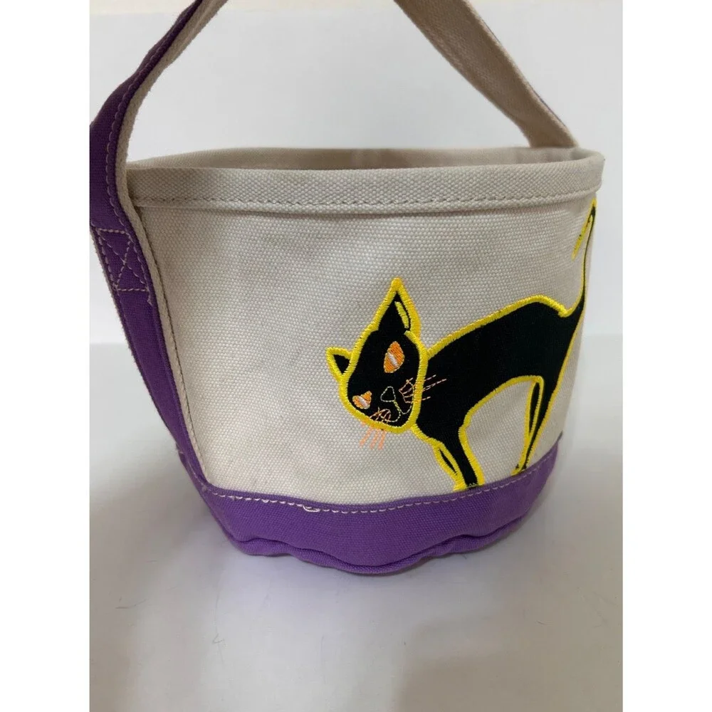 Land's End Halloween‎ Canvas Bucket Tote Bags Black Cat